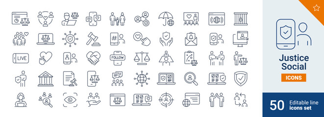 Justice social icons Pixel perfect. web, follows, protection, ...	
