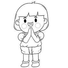 Happy Songkran Festival line art 
