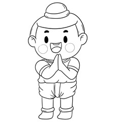 Happy Songkran Festival line art 