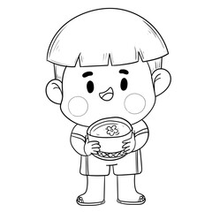 Happy Songkran Festival line art 