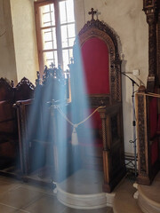 Sunlight streaming in a church window