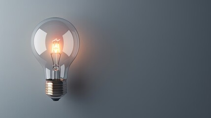 3D-style light bulb on a gray background. Showcase innovation and design in a modern, futuristic rendering