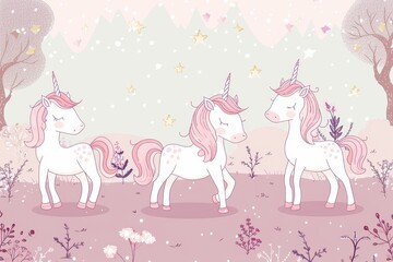 cute unicorn pink and white colours