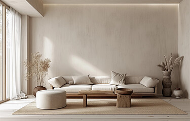 Living room home interior background. Empty concrete wall mock up