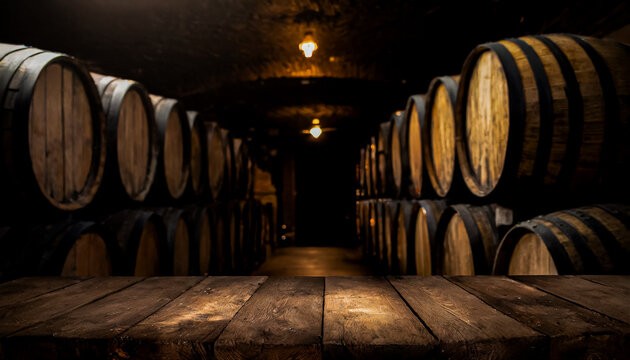 ADEGA DE VINHOS: BARRIS DE ARMAZENAMENTO E ENVELHECIMENTO DE VINHO EM UMA ADEGA R&Uacute;STICA