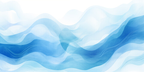 A blue water ocean wave, with transitions. Watercolor line background