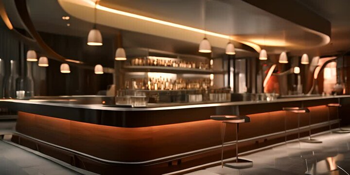 Hotel lounge or lobby drink section counter bar. 4K Video