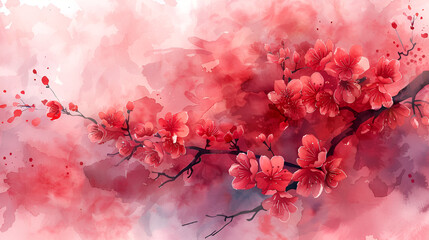 cherry blossom in spring, painting concept, generative ai