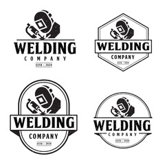 Welding company badge logo design with editable vector file