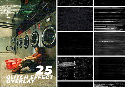 25 Glitch Photo Effect Overlay