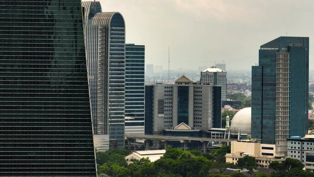 City of Jakarta with skyscrapers and residential areas. Indonesia.