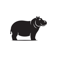 Gentle Giants vector art: Vector Hippo Silhouette, Minimalist Black Hippo illustration.