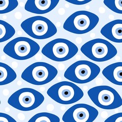 seamless pattern with greek blue eyes