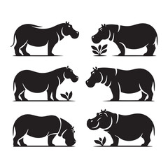 Gentle Giants vector art: Vector Hippo Silhouette, Minimalist Black Hippo illustration.