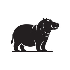 Gentle Giants vector art: Vector Hippo Silhouette, Minimalist Black Hippo illustration.