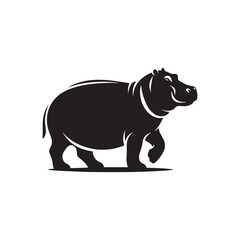 Gentle Giants vector art: Vector Hippo Silhouette, Minimalist Black Hippo illustration.