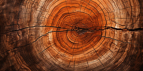 Photorealistic image of a tree cut. Tree rings. Wood texture