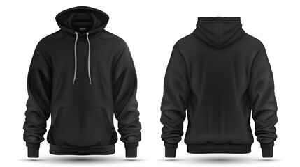 Set of Black front and back view tee hoodie hoody, generative ai - obrazy, fototapety, plakaty