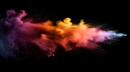 Multicolored explosion of rainbow holi powder paint. generative ai 