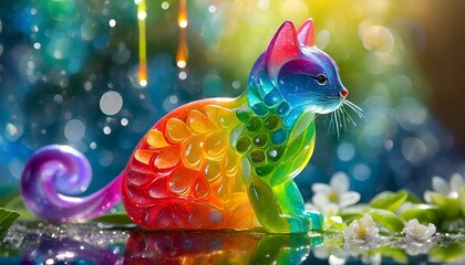 colorful cat on colorfull background