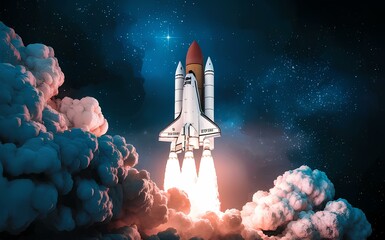 Space shuttle launching into orbit - obrazy, fototapety, plakaty