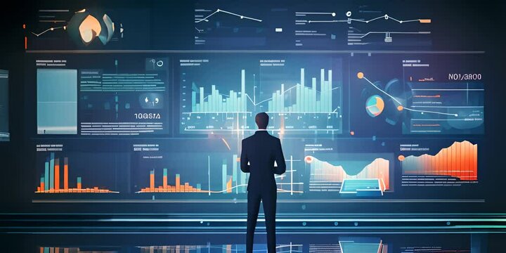 Business and office statistics, numbers and reports. Sales, profit, cost, capital etc. Data analysis, data science concept. 4K Video