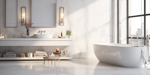 Spa hotel luxury marble bathroom design with bathtub