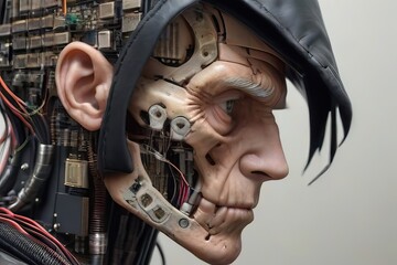 Cyborg elderly man