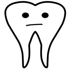Hand Drawn Smiling Thooth, Outline Vector