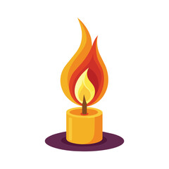 Candle Flame Fire Light Isolated on white 