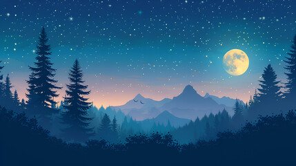  Night starry sky and moon. generative ai