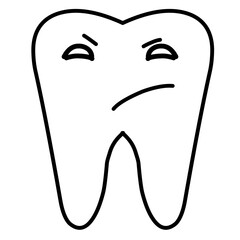 Hand Drawn Smiling Thooth, Outline Vector