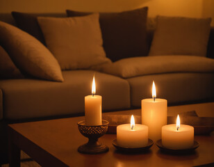 Cozy Evening Ambience with Lit Candles
