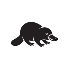 Fototapeta premium Curious Creations vector art: Vector Platypus Silhouette Collection, Minimalist Black platypus illustration.
