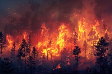 Forest fire illustration