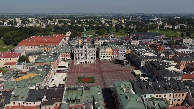 Beautiful Landscape Old Town Market Square Zamosc Aerial View Poland