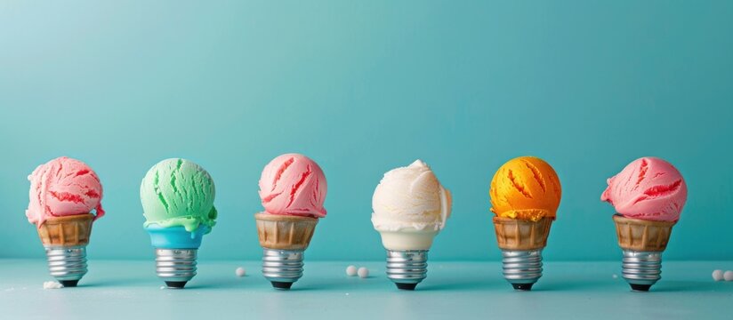 Light bulb ice cream in blue background