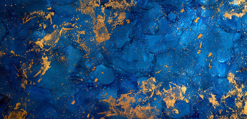A high-definition image depicting a mottled background with an abstract mix of cobalt blue and rich gold, evoking the feel of a regal tapestry - obrazy, fototapety, plakaty