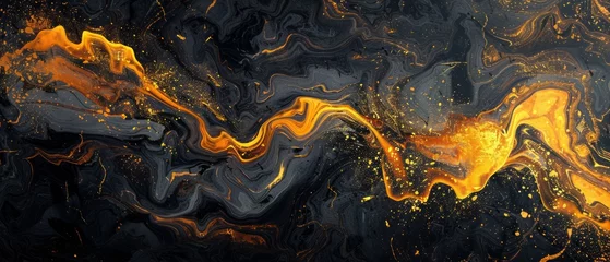 Poster Marble art of the flames abstract fire effect gold flames fire explosion  © Artem