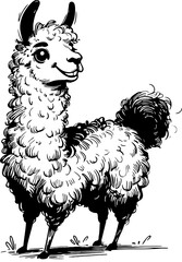 Fototapeta premium cheerful llama standing simple vector art drawing