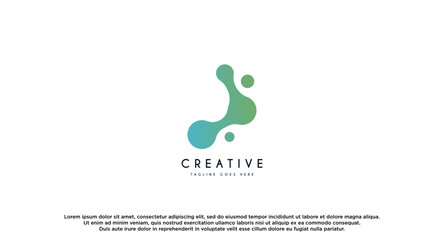 Obraz premium Technology abstract dot connection cross vector logo icon circle logotype