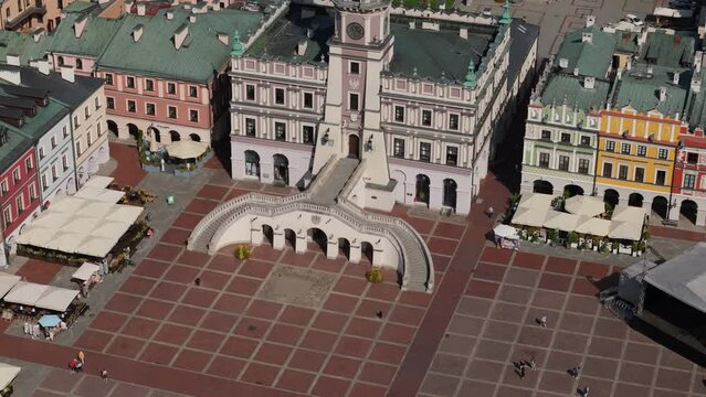 Beautiful Landscape Old Town Market Square Zamosc Aerial View Poland