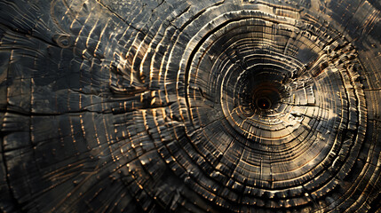 Fototapeta premium Warm gray cut wood texture. Detailed black and white texture of a felled tree trunk or stump. Rough organic tree rings with close up of end grain. Generative Ai