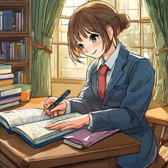 공부하는 여학생