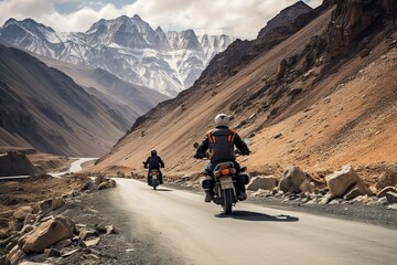 High Altitude Journey: Motorcycling Through Ladakh's Scenic Roads generative ai