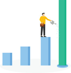 Concept Grow your business, increase sales or investment profit, growth, increase company profit, increase salary or earn more income concept, ambitious businessman pouring water to grow plant graphic