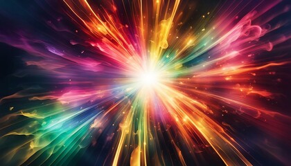 rainbow starburst, colorful light explosion