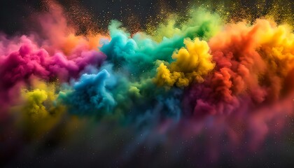 Fototapeta na wymiar rainbow powder explosion on a black background