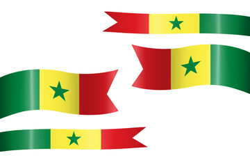 set of flag ribbon with colors of Senegal for independence day celebration decoration