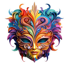 Colorful Mardi Gras mask isolated on white or transparent background